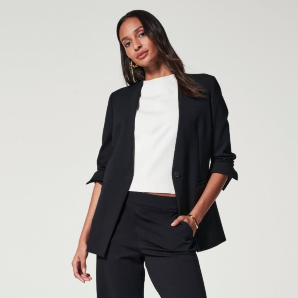 SPANX The Perfect Oversized Blazer - Collarless in Black - Size M - NWT